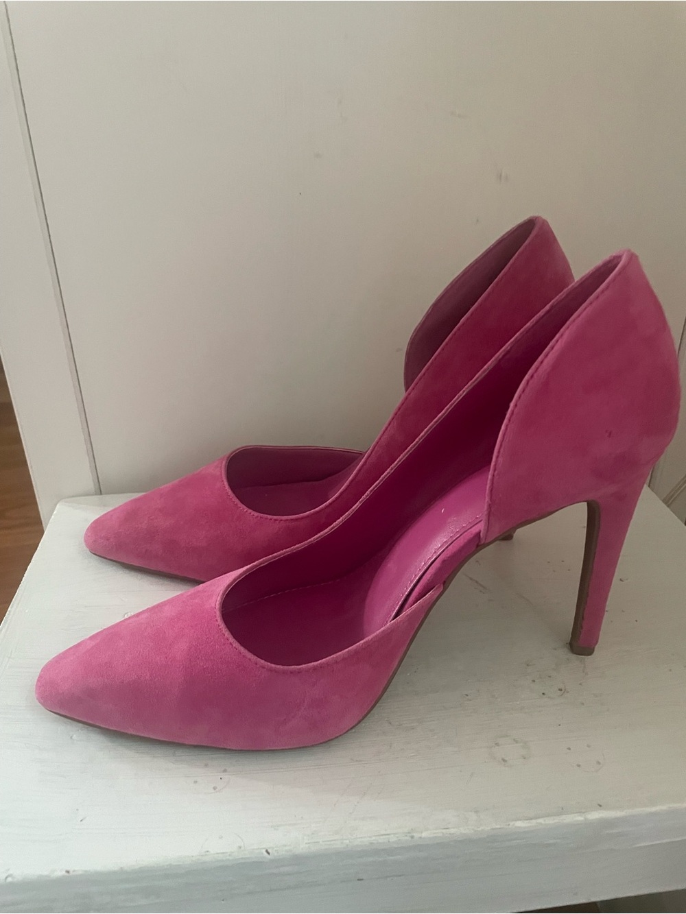 Vince Camuto Pink Suede Pointed-Toe Stiletto Heels